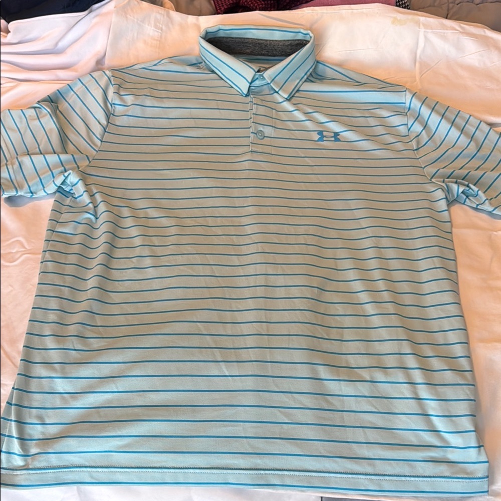 Under Armour Men's Light Blue Striped Polo